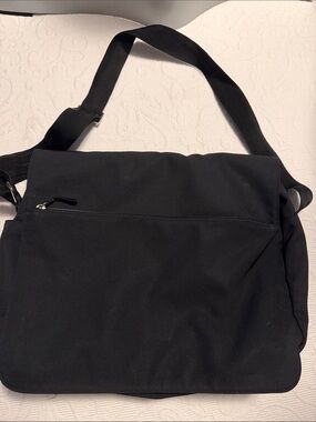 Black Canvas Messenger Bag by GAP.